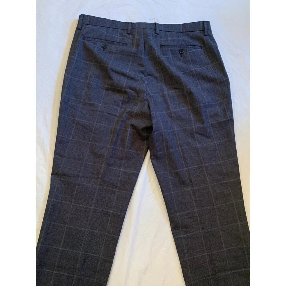 Banana Republic Slim Fit Men’s Grey Plaid Dress Pants Size 35x30